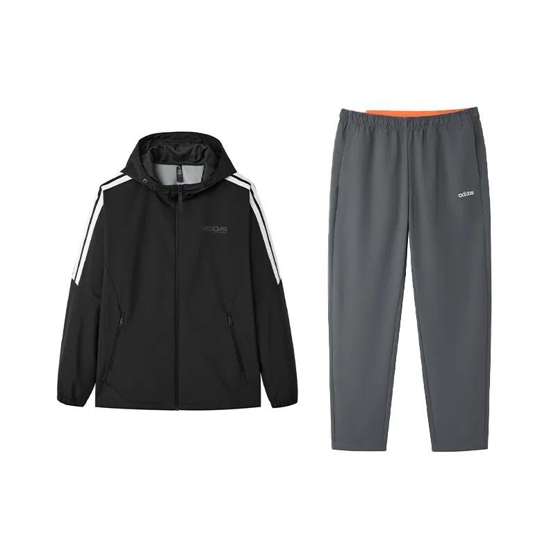 Спортивный костюм мужской Casual Sportswear черный верх+серый низ Adidas, Clothing Set (Black Top+Gray Bottom)