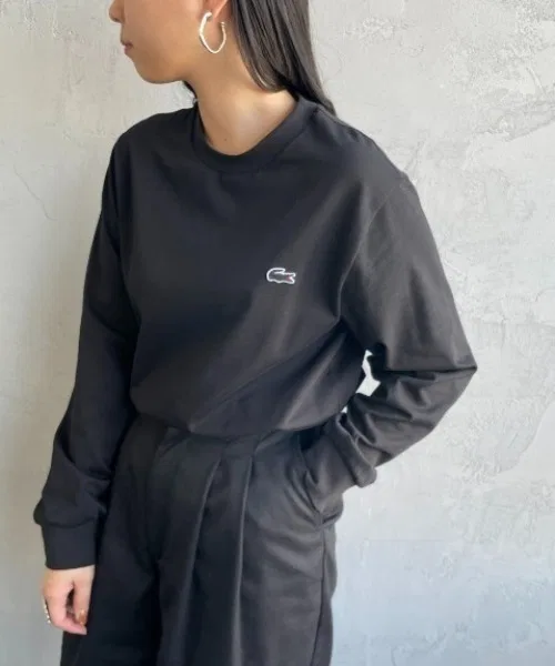 Футболка мужская LACOSTE с логотипом, хлопковая, чёрная