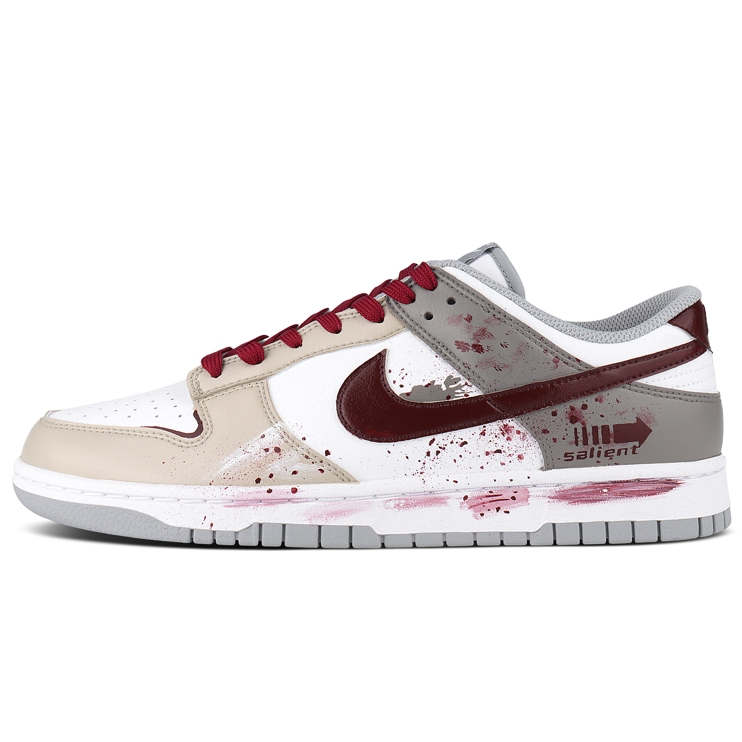 

Nike Кроссовки для скейтборда Dunk Salient Blood Camouflage, износостойкие, низкие, унисекс, бордово-серый