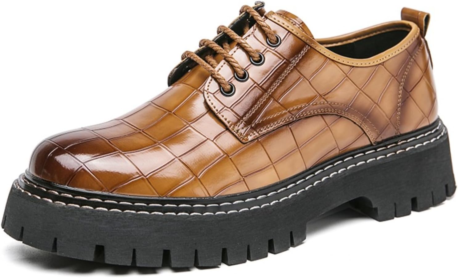 

Мужские туфли на платформе с узором под крокодила, кожаные, на шнуровке, с круглым носком, противоскользящие, удобная подошва с рельефом, для официальных мероприятий, свадеб, вечеринок, бизнеса и повседневной носки Netehadi, оранжевый