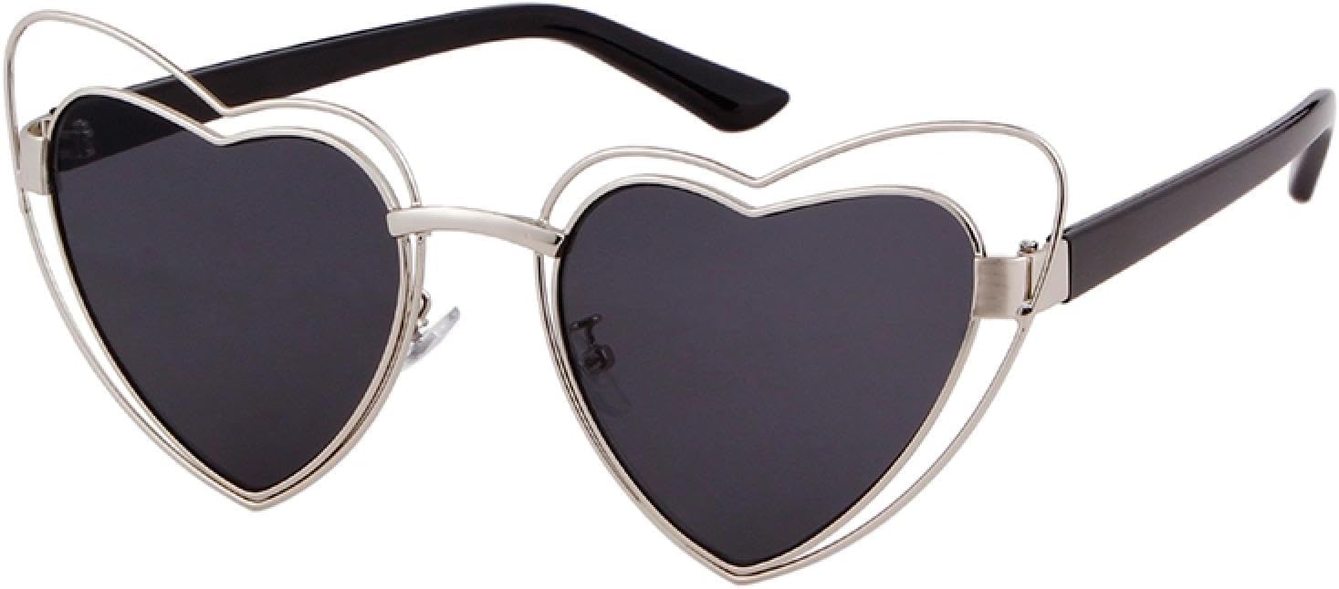 

Модные красные солнцезащитные очки в форме сердца с двойным оправом, розовые солнцезащитные очки с ажурной металлической оправой, защита от УФ-излучения UV400 WNCKSQ, C2 Silver Gray