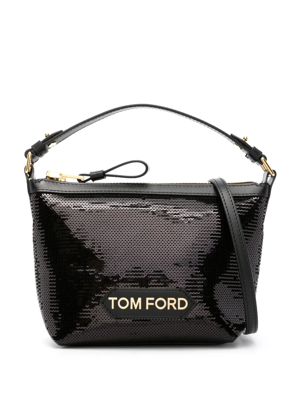 

Сумка-тоут с логотипом и пайетками TOM FORD, черный