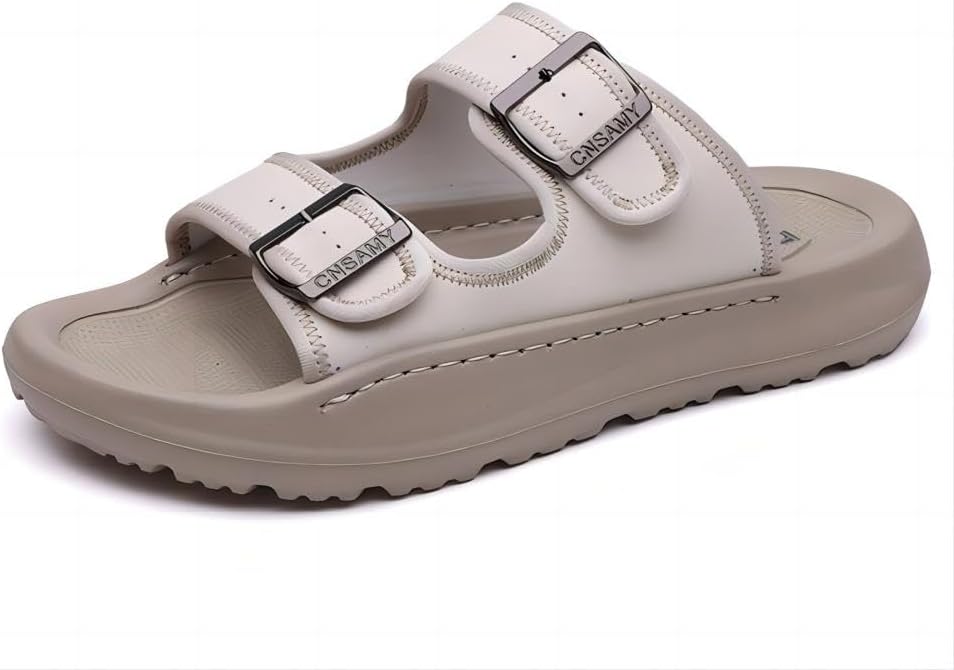 

Мужские повседневные сандалии с регулируемой посадкой, против скольжения, летние пляжные легкие с застежкой, водонепроницаемые, с открытым носком Asifn, бежевый