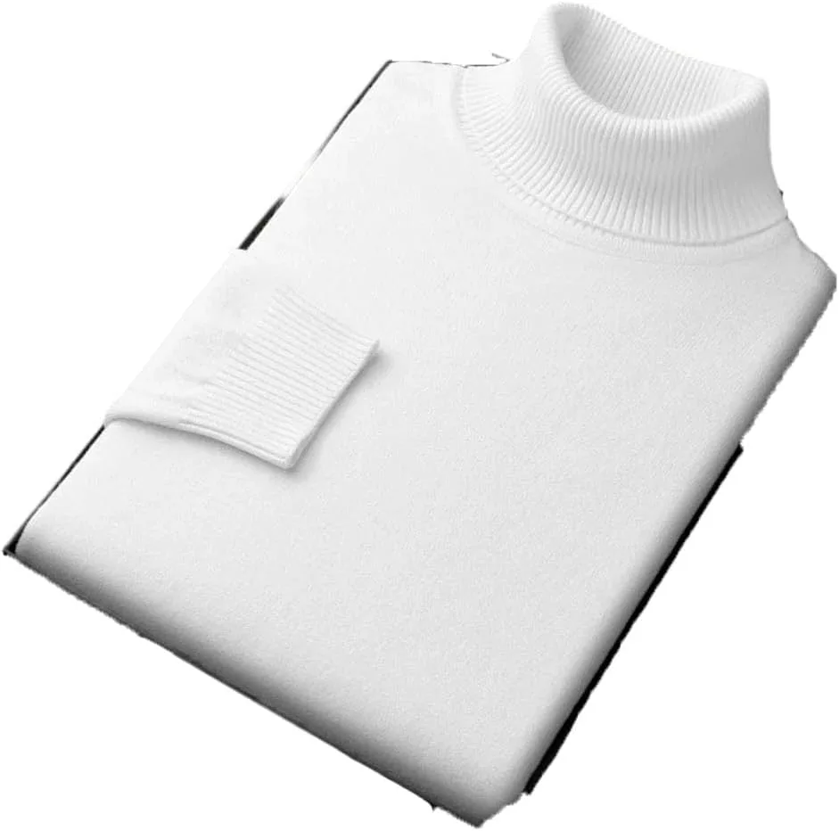Мужской свитер с высоким воротником Slim Fit, длинный рукав, однотонный