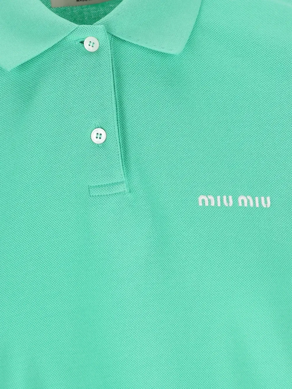 Рубашка-поло с вышитым логотипом Miu Miu, зеленый — фото 3