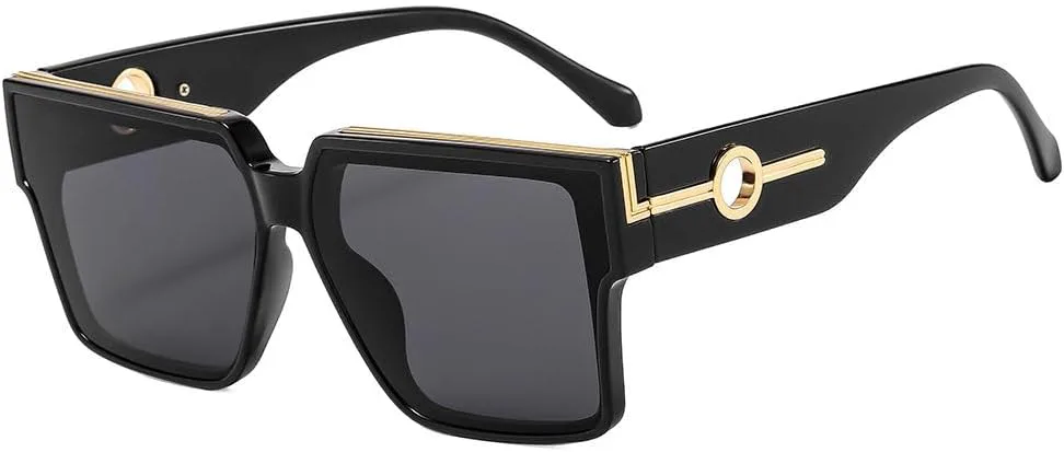 

Женские солнцезащитные очки в винтажном стиле с крупной оправой, мужские модные солнцезащитные очки класса люкс с защитой от УФ-излучения UV400 TKKTLLT, Black