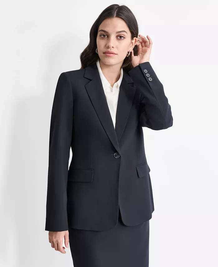 

Женская куртка с длинным рукавом и застежкой на одну пуговицу спереди DKNY, синий