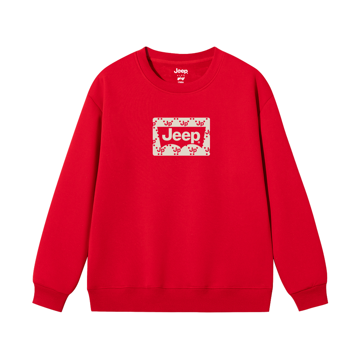 

Толстовка с круглым вырезом для школьников Jeep, new year красный fleece-lined