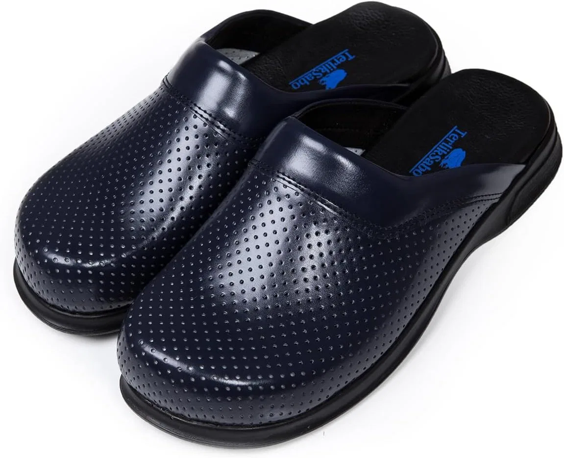 Мужские кожаные сабо Terlik Sabo Classic ST046, мюли, тапочки, обувь Sabot terlik sabo ortopedik terlik, Navy Blue
