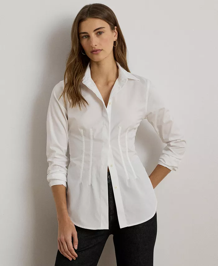 

Женская хлопковая рубашка из сукна Lauren Ralph Lauren, белый