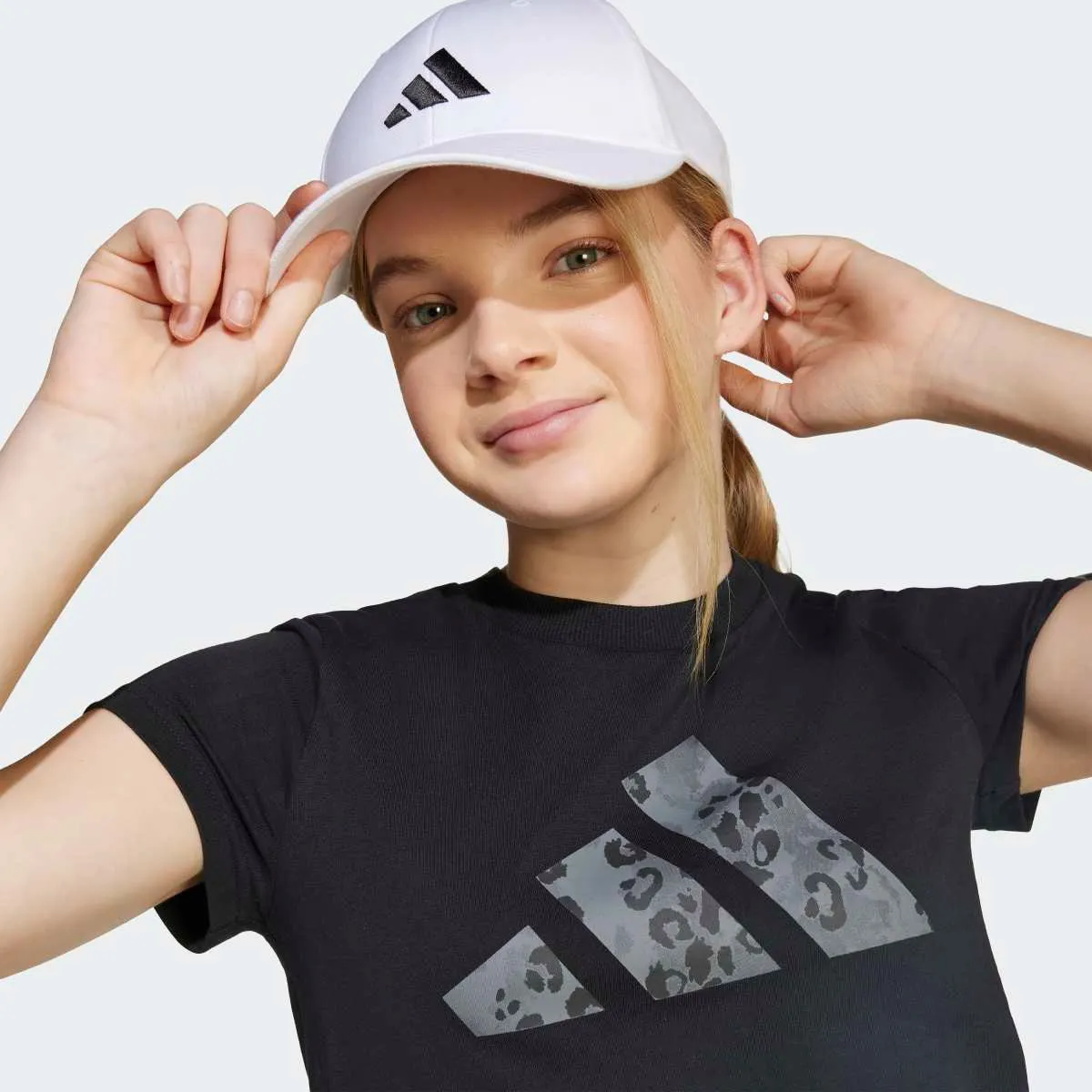 Детская футболка для девочек с большим логотипом Animal, однослойная, adidas, черный — фото 4