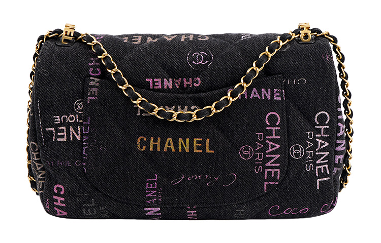 Chanel Классическая сумка с клапаном из денима CF, сумка на цепочке, наплечная сумка, сумка через плечо, женская, черная — фото 4