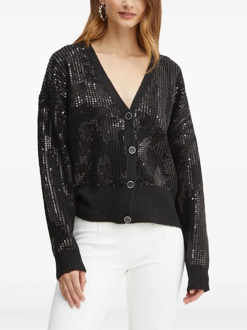 

Кардиган с V-образным вырезом и пайетками Guess Usa, черный