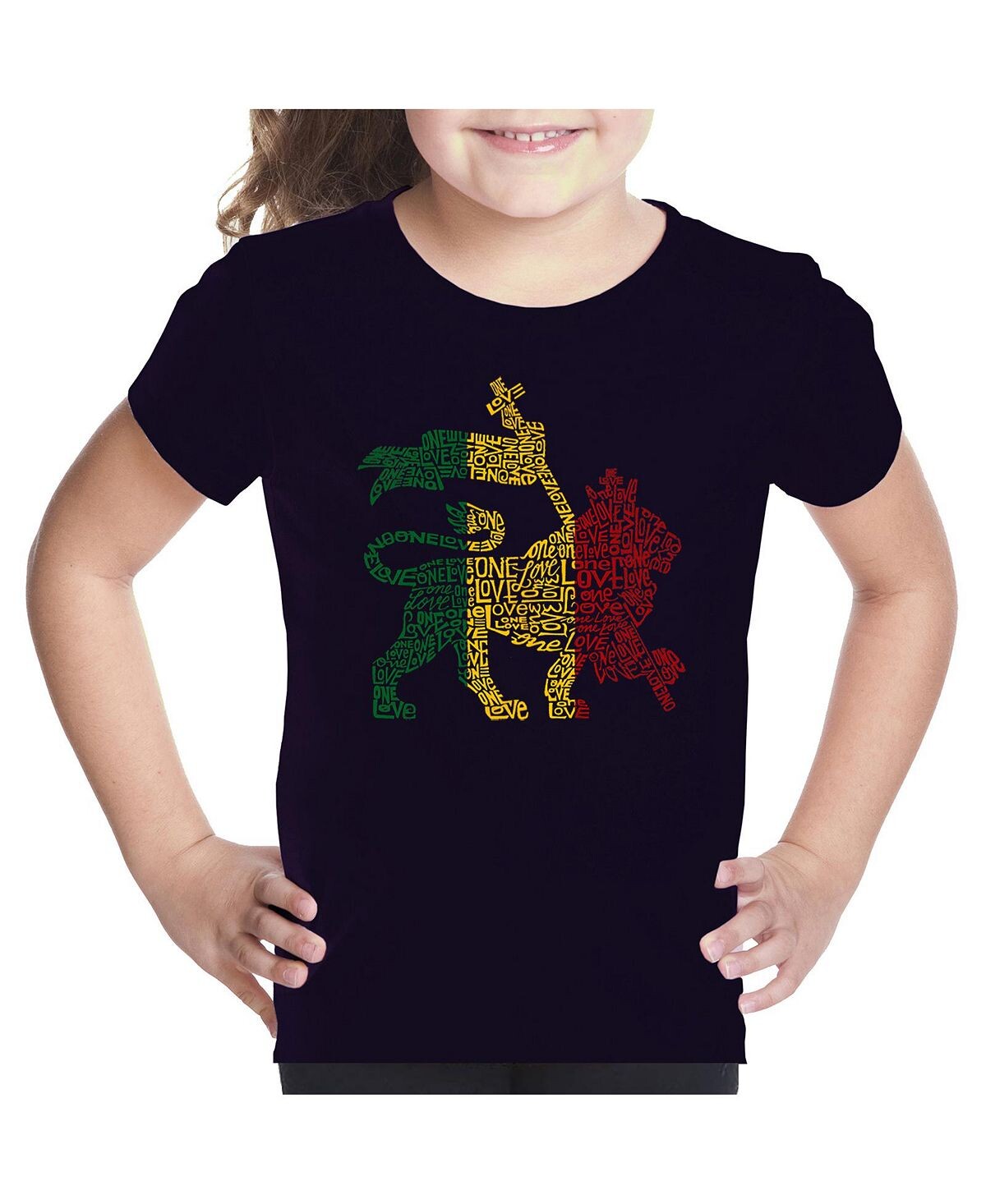 

Футболка с рисунком Word Art для большой девочки — One Love Lion LA Pop Art
