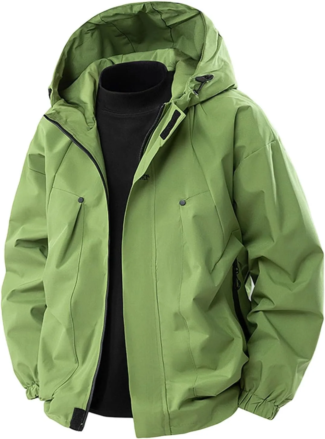 Мужская водонепроницаемая куртка-дождевик на молнии с капюшоном, легкая ветровка, одежда для активного отдыха, путешествий, велоспорта, походов, с карманами Generic, зеленый