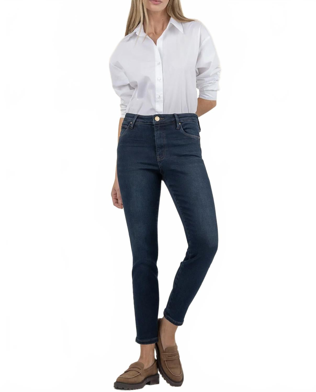 

Широкие джинсы Charlize High Rise с зауженным низом в нежном оттенке KUT FROM THE KLOTH, Demulcent