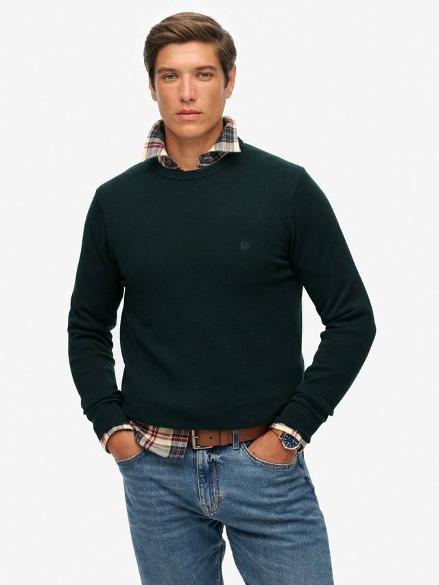 

Эссеншиалс хлопковый вязаный джемпер Superdry, Enamel Green Marl