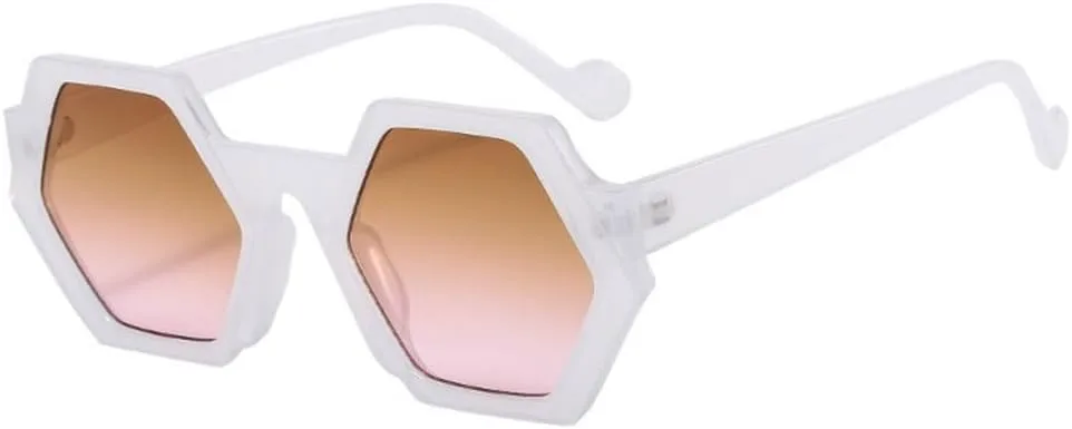 

Солнцезащитные очки Hexagon для женщин, зеленые и розовые, для мужчин, для вождения и рыбалки, с защитой от УФ-излучения UV400 и леопардовым принтом TYUVIVO, White