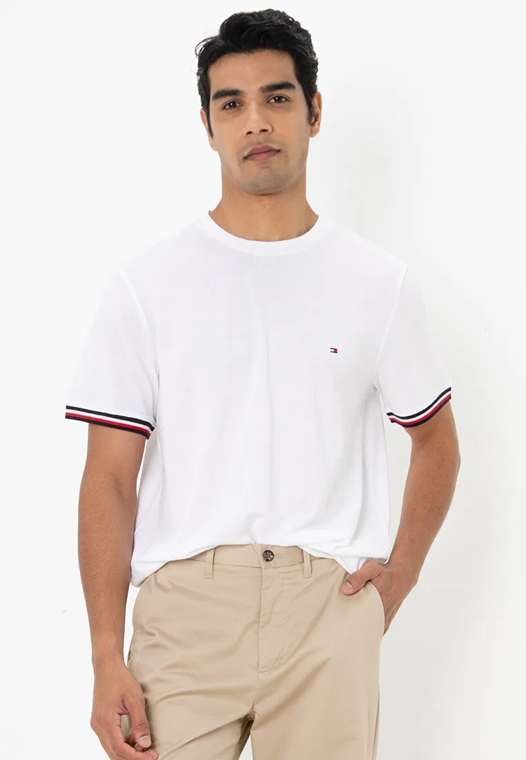Футболка с полосками на манжетах, Tommy Hilfiger, белый