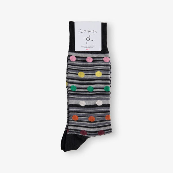 

Носки из хлопковой смеси с полосками и горохом, эластичные Paul Smith, черный