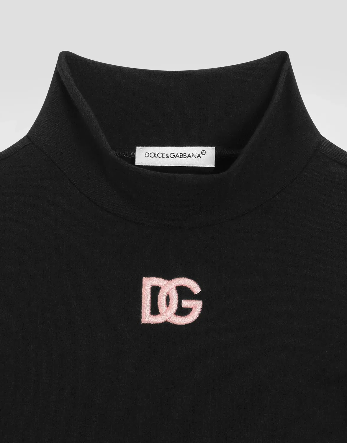 Водолазка из интерлока с вышивкой логотипа DG Dolce&Gabbana, черный — фото 3