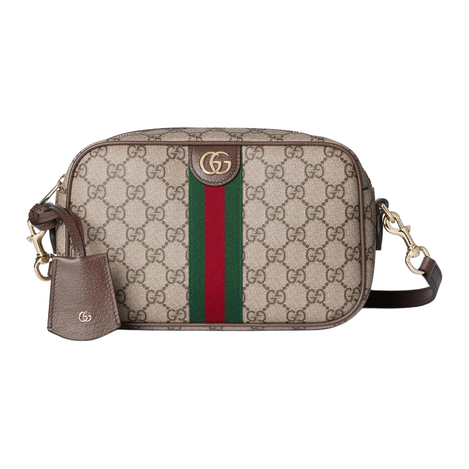 

Gucci Женская сумка через плечо Ophidia из ткани с покрытием, маленькая, бежевого и темно-коричневого цвета