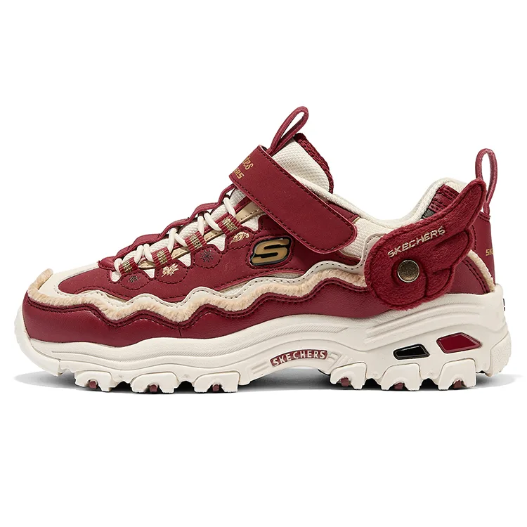Skechers Kids D'lites anti kick устойчивые к истиранию термо низкие кроссовки для подростков красные — фото 4