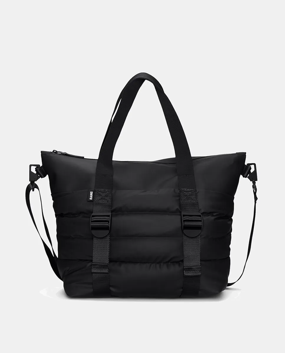 

Миниатюрная стеганая сумка-тоут из комбинированной ткани Rains, черный