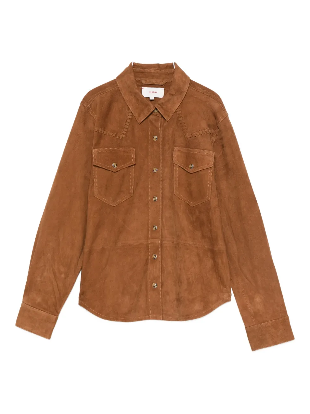 

Замшевая рубашка с вышивкой Xirena, коричневый