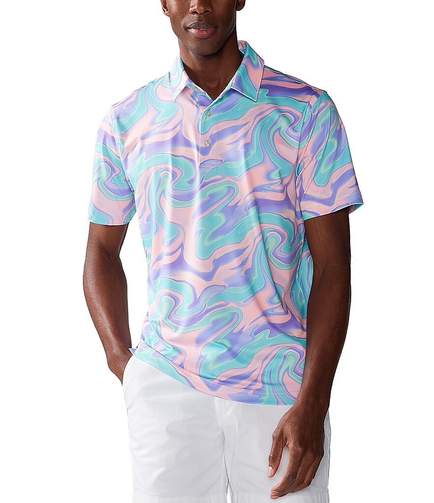 

Рубашка-поло с короткими рукавами Chubbies Iridescent Abyss, синий