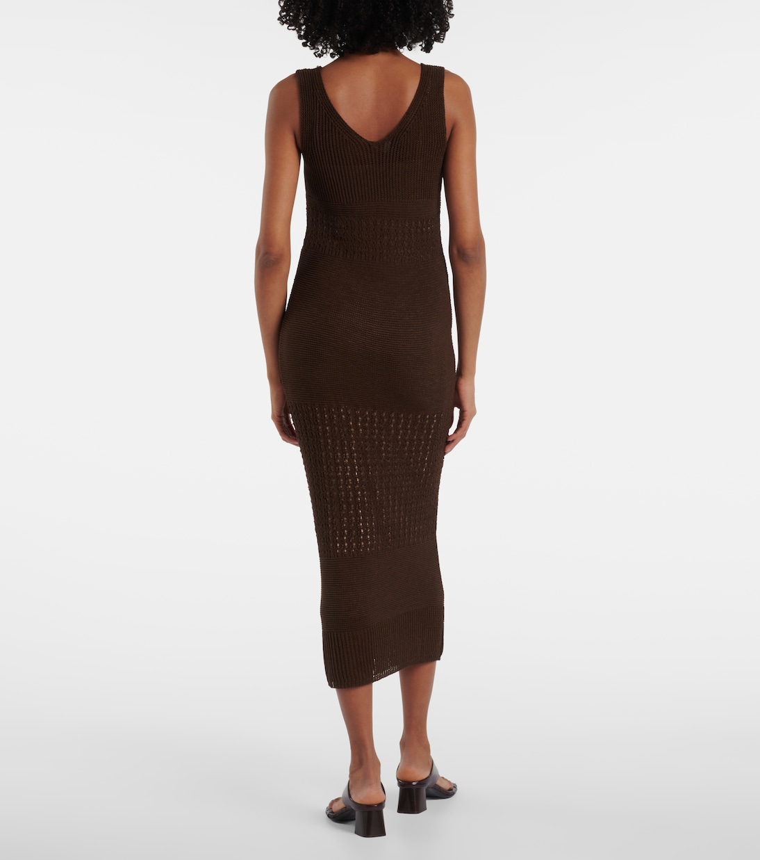 Длинное трикотажное платье Valois из хлопковой смеси Max Mara, Caffe — фото 3