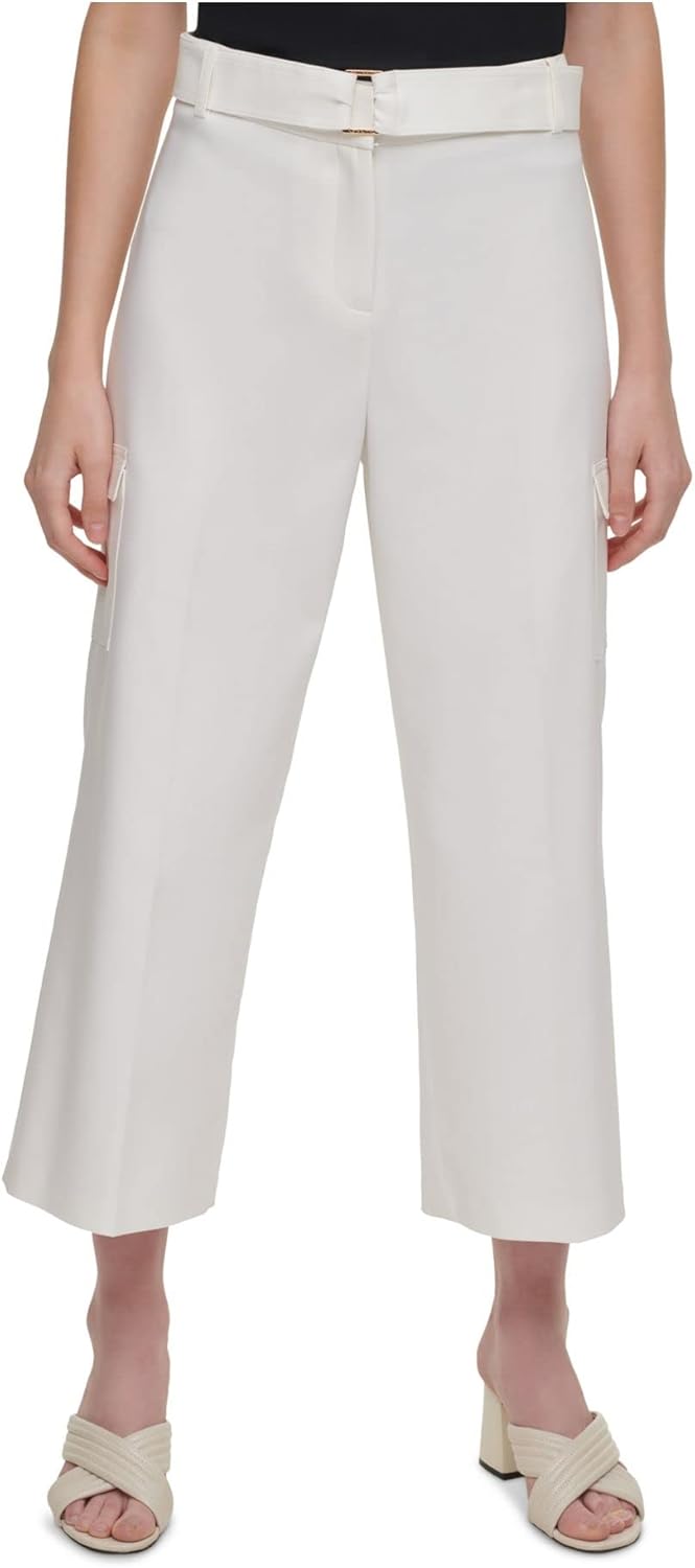 

Женские черные брюки CALVIN KLEIN с широкими штанинами на молнии, Австралия, White