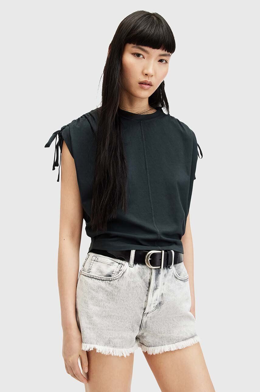 

Хлопковая блузка AllSaints CASSIE TEE, черный