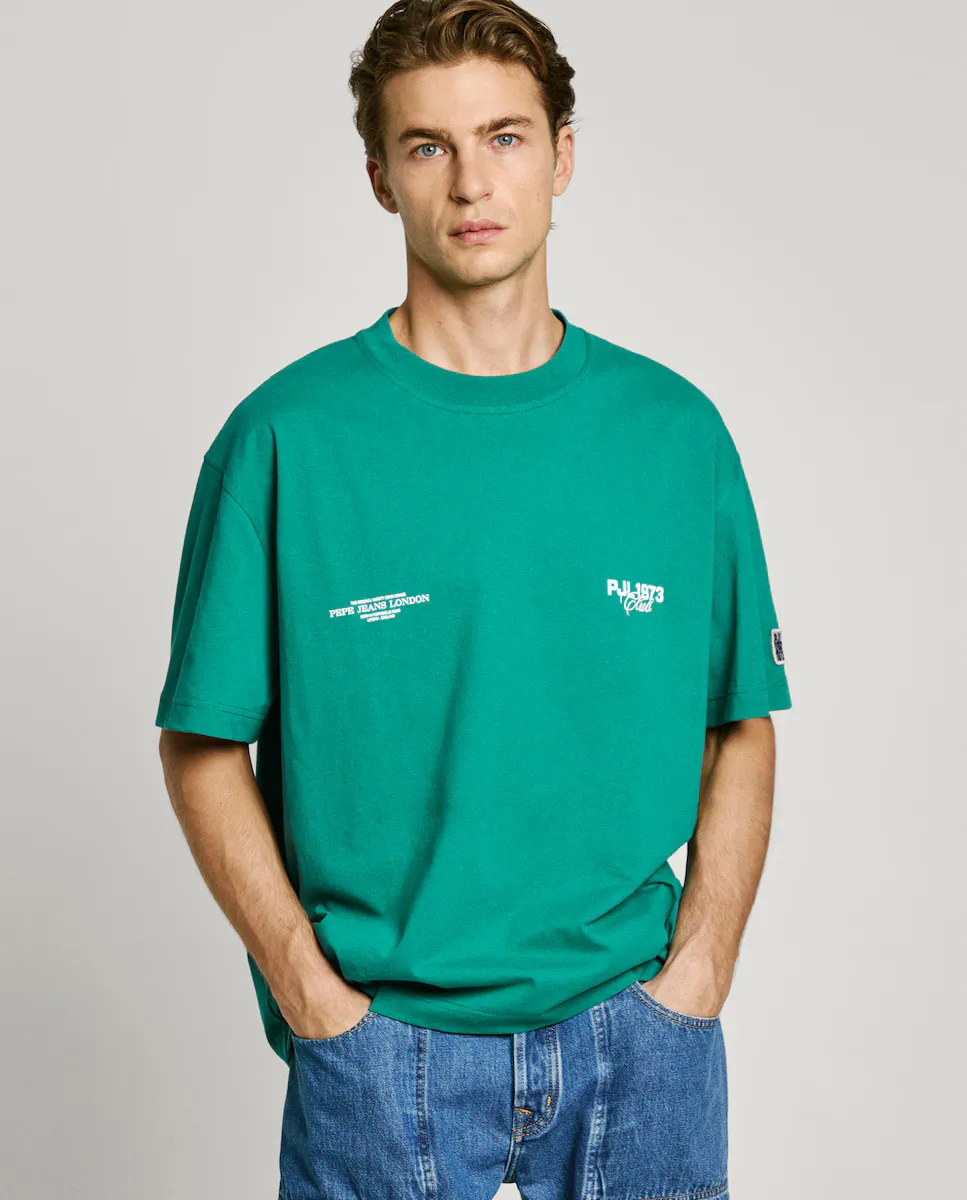 

Мужская футболка с коротким рукавом и принтом на спине Pepe Jeans, зеленый