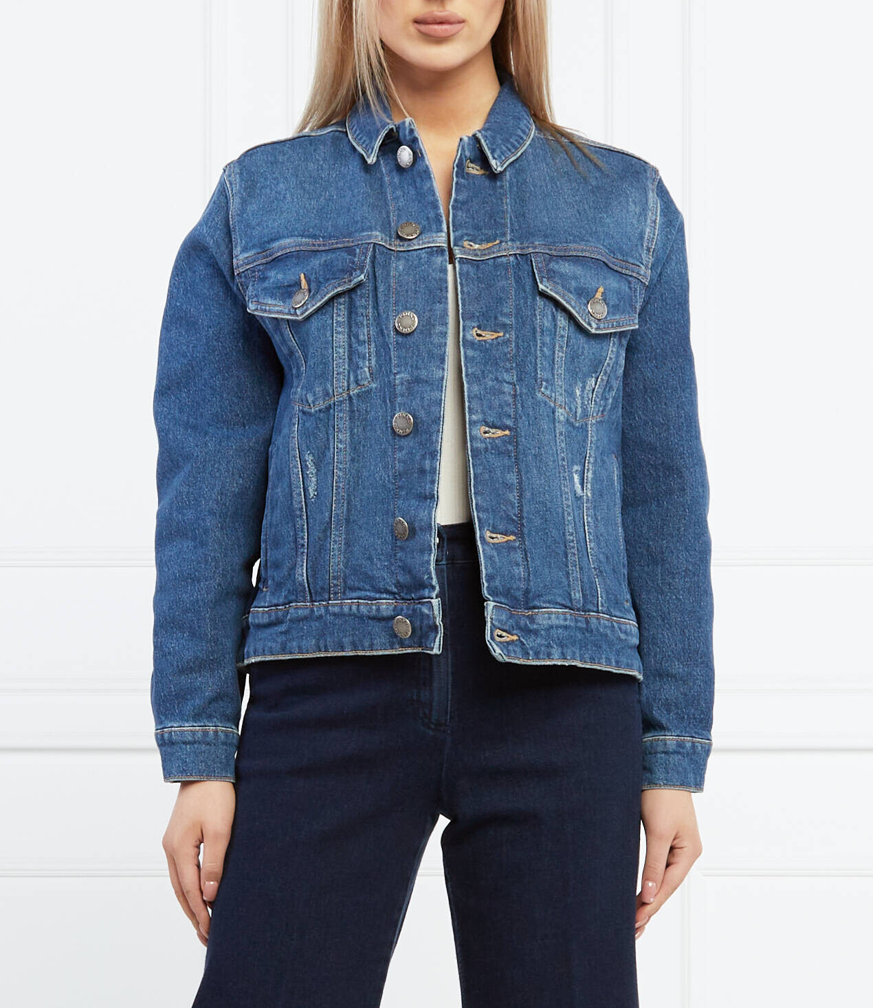 

Куртка Pinko di jeans vanitosa regular fit denim, синий