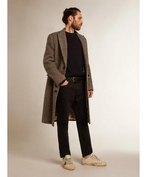 Свитер Golden Goose Regular Fit из хлопка с логотипом, тёмно-синий — фото 3