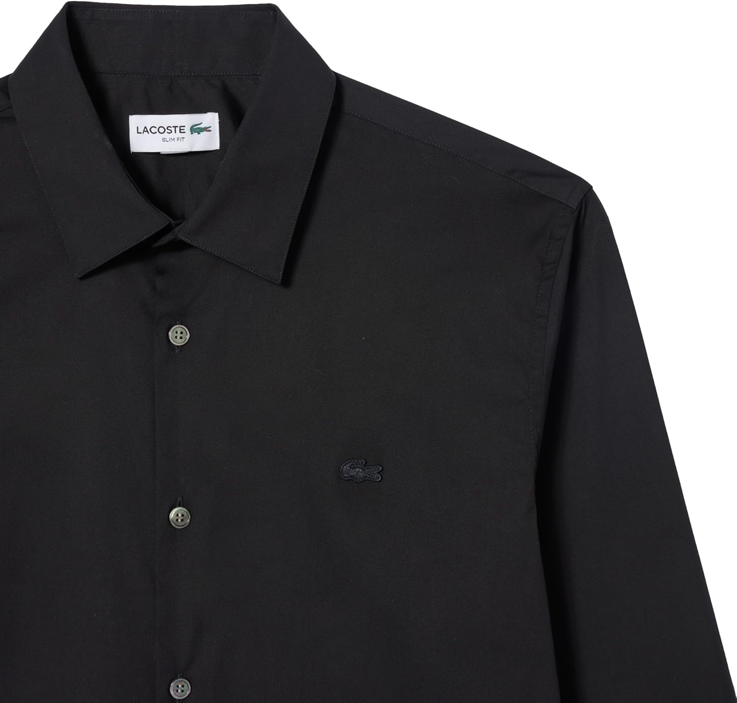 Lacoste мужская рубашка Slim Fit с французским воротником и эластичной тканью, Black — фото 3