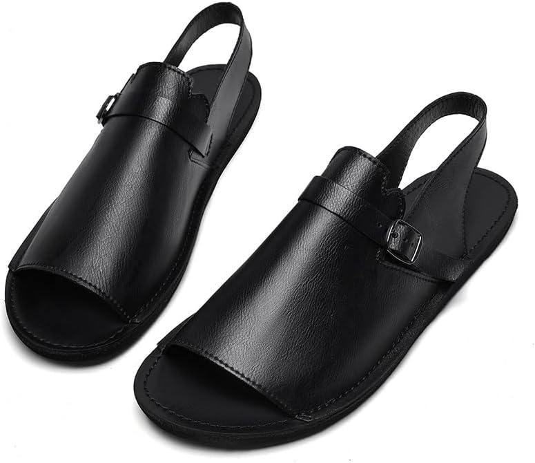 

Кожаные сандалии Zestrelax для мужчин, открытый носок, для улицы, удобные, ретро, повседневные летние сандалии-рыбацкие, с регулируемой застежкой, черный