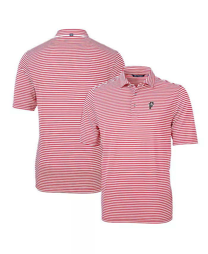 

Мужская поло Ohio State Buckeyes Throwback Logo Virtue Eco Pique в полоску Cutter & Buck, красный
