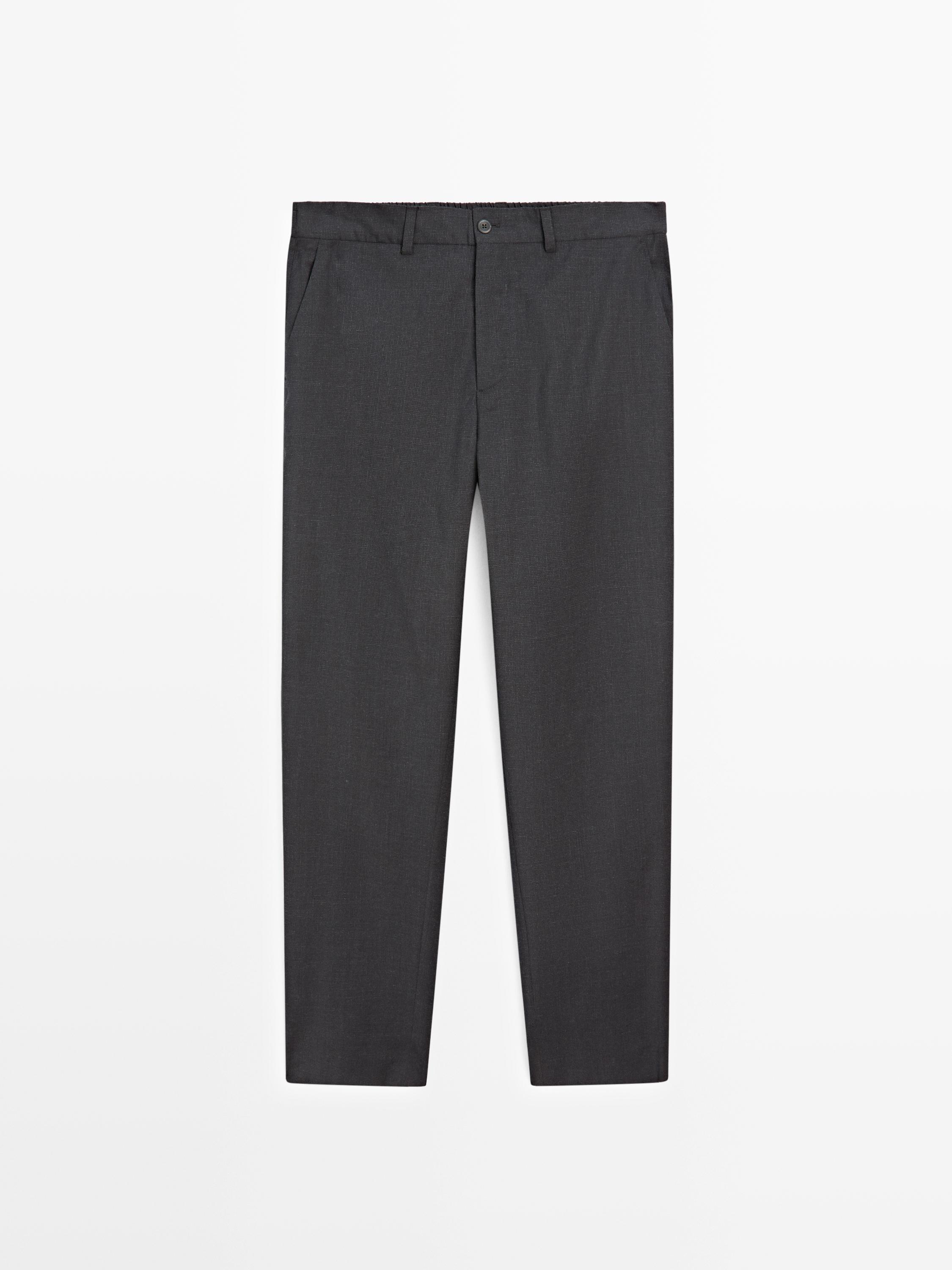 Шерстяные брюки с узором «гусиная лапка» Massimo Dutti, navy blue — фото 2