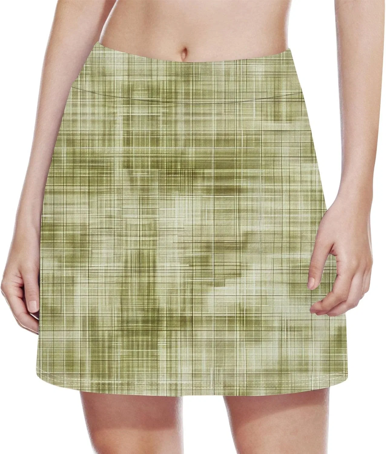 Активная юбка-шорты для девочек, в клетку, высокая талия, Athletic Skort, Green — фото 2