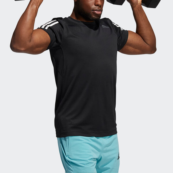 Футболка h.rdy warri tee contrasting colors breathable sports short sleeve black Adidas, черный — фото 3
