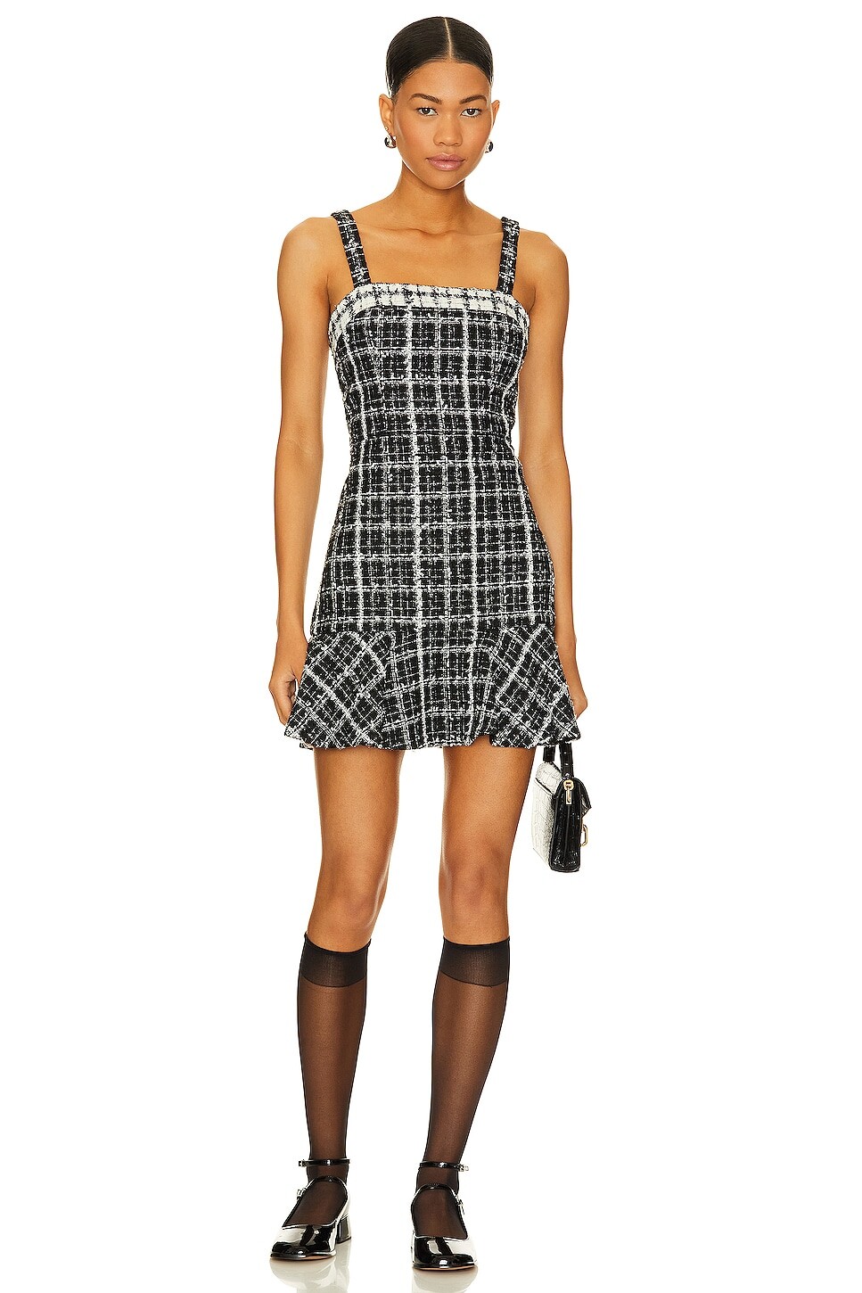 

Платье мини Alice + Olivia Kaidra Square Neck, цвет Black & Off White
