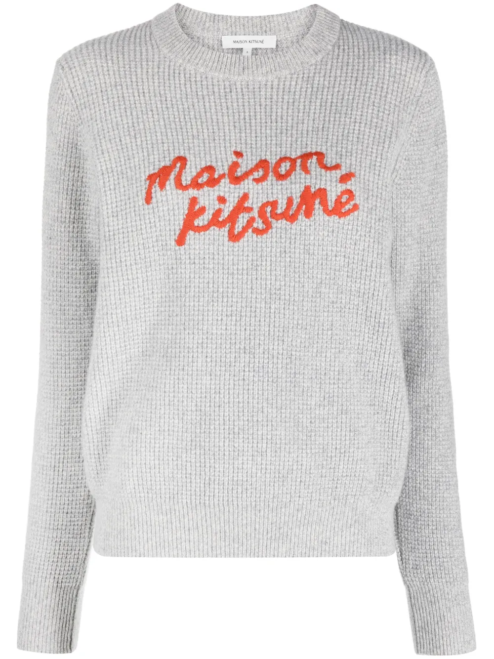 

Фактурный джемпер с вышитым логотипом Maison Kitsuné, серый