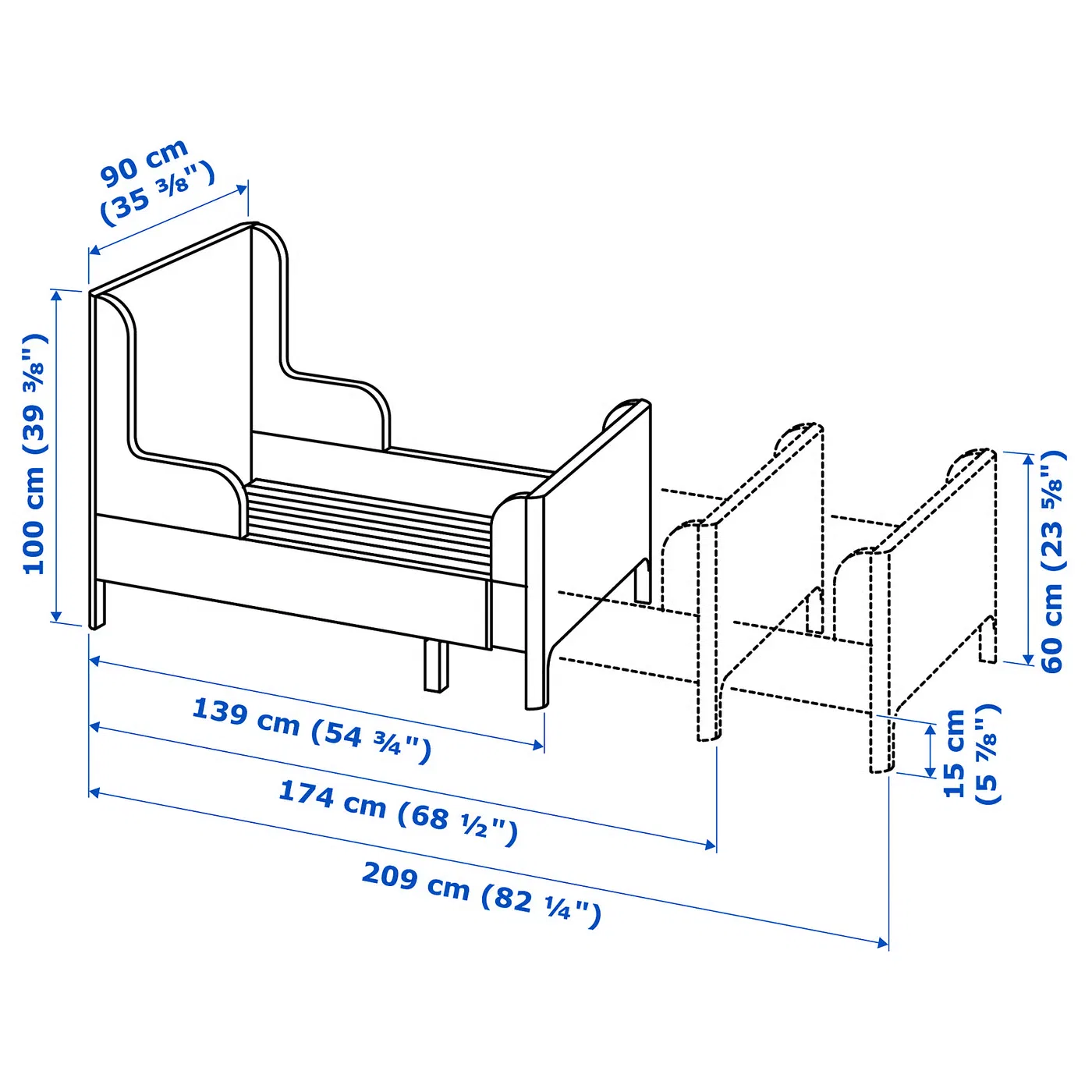 Раздвижная кровать, белая, 80x200 см Busunge IKEA — фото 3