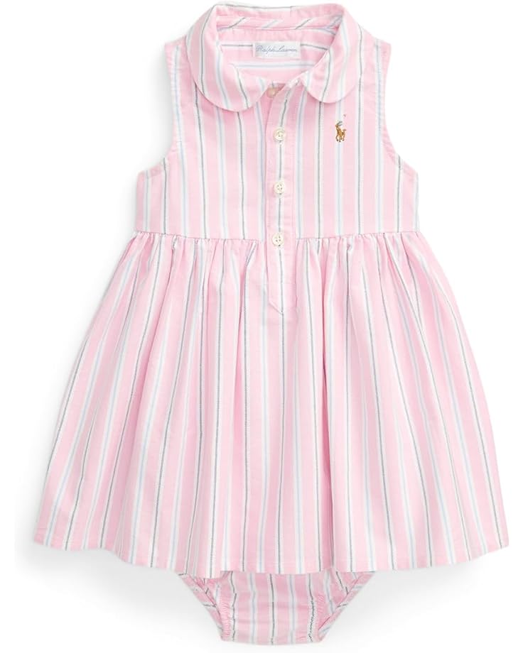 

Платье Polo Ralph Lauren Kids Striped Oxford Shirtdress & Bloomer, цвет Pink Blue Multi