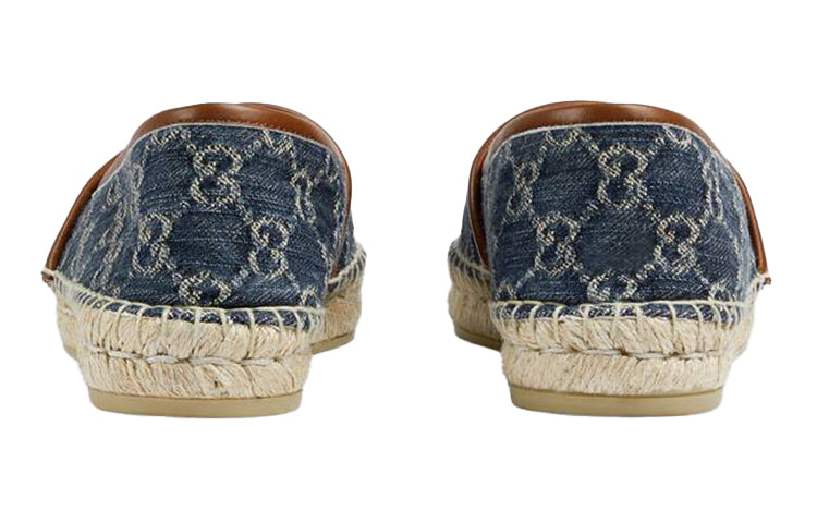 Шлепанцы (WMNS) Gucci Denim Series Breathable Wear-Resistant Double g Jacquard Flat Shoes Blue — фото 4