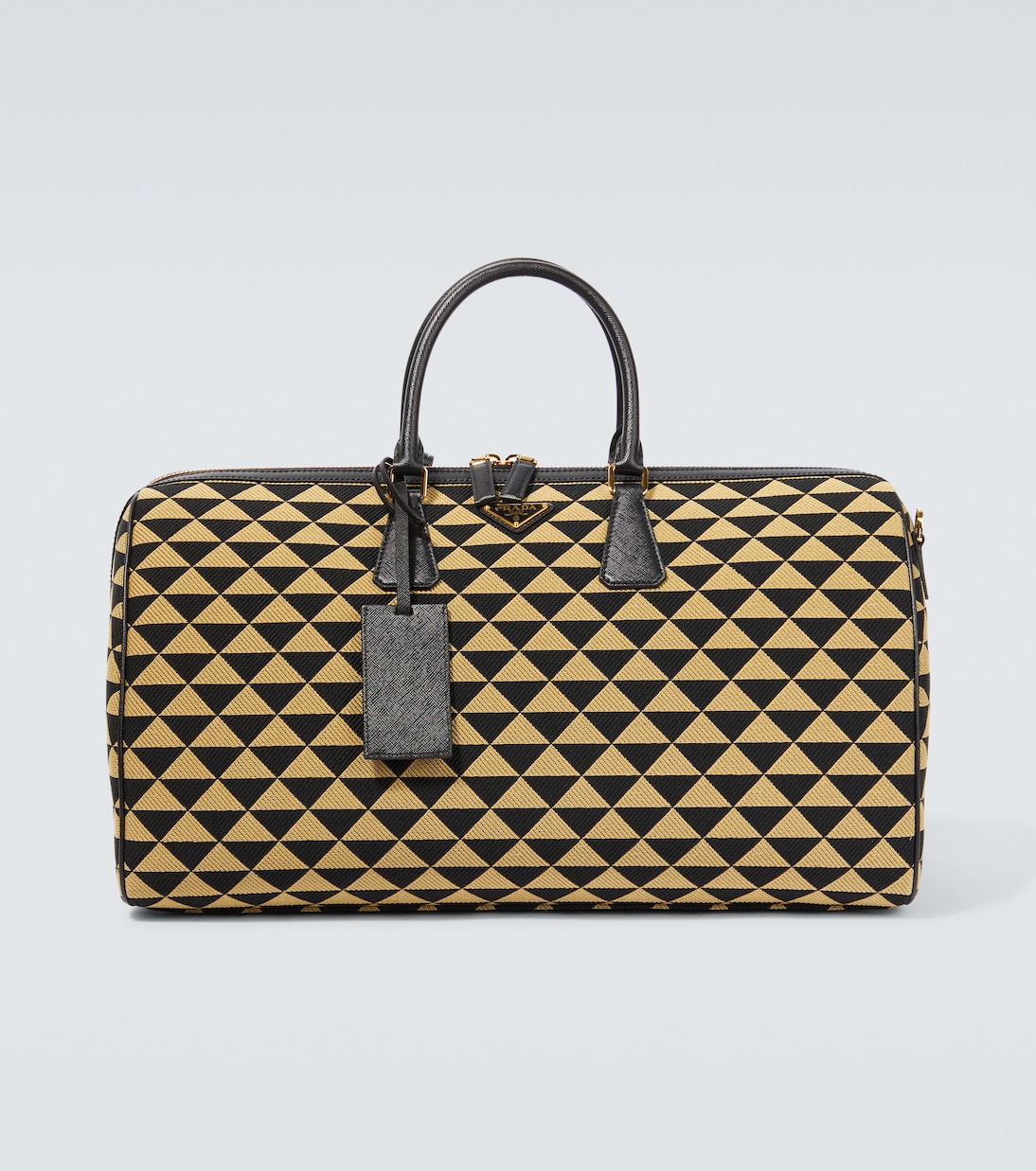 

Symbole Большая жаккардовая дорожная сумка Prada, Nero+Corda