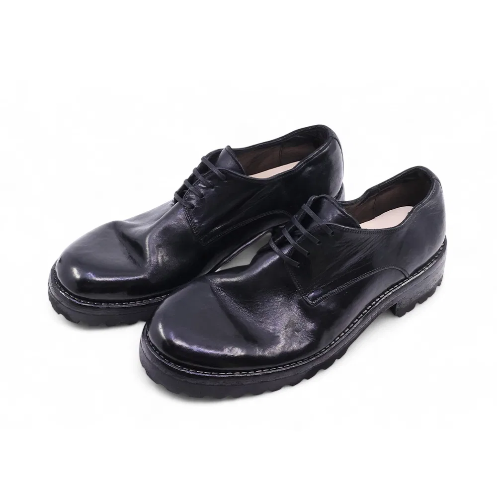 Мужские дерби туфли Goodyear welt на итальянской подошве Extralight чёрные от Yase — фото 4