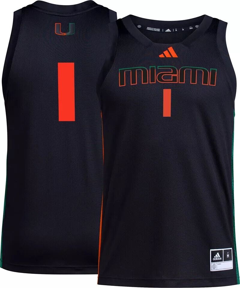 

Черная мужская баскетбольная майка Adidas Miami Hurricanes Swingman